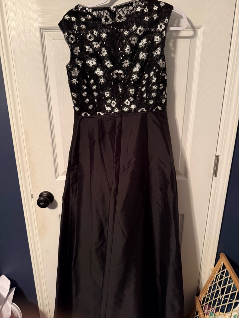 Adrianna Papell taffeta embellished hi lo formal gown